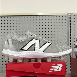 New Balance Light Gray and White Cleats